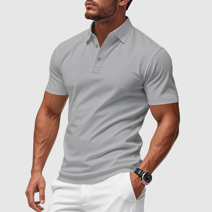 Herre Kortærmet Poloshirt - Lukning Med Tre Knapper