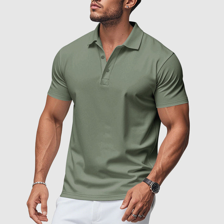 Herre Kortærmet Poloshirt - Lukning Med Tre Knapper