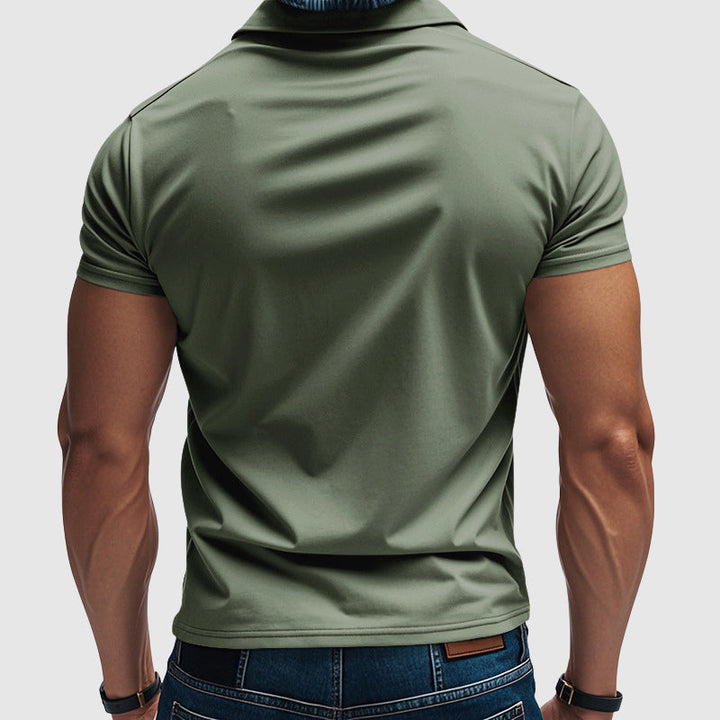 Herre Kortærmet Poloshirt - Lukning Med Tre Knapper