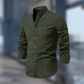 Herre Mandarin Krave Skjorte - Slim Fit Langærmet Knaplukning
