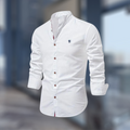 Herre Mandarin Krave Skjorte - Slim Fit Langærmet Knaplukning