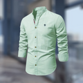 Herre Mandarin Krave Skjorte - Slim Fit Langærmet Knaplukning