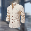 Herre Mandarin Krave Skjorte - Slim Fit Langærmet Knaplukning