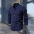 Herre Mandarin Krave Skjorte - Slim Fit Langærmet Knaplukning