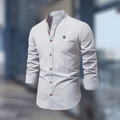 Herre Mandarin Krave Skjorte - Slim Fit Langærmet Knaplukning