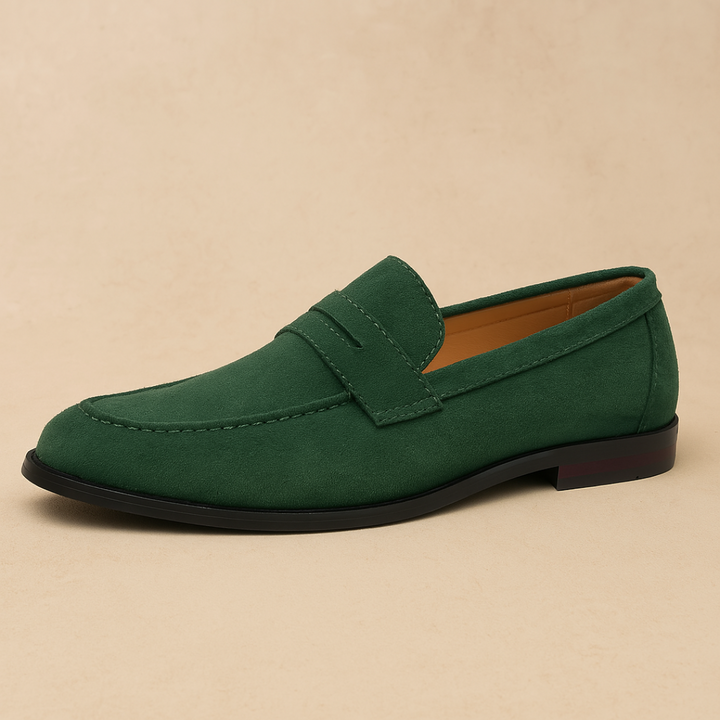Herre Penny Loafers – Slip-On i Ruskindsfinish med Flad Sål