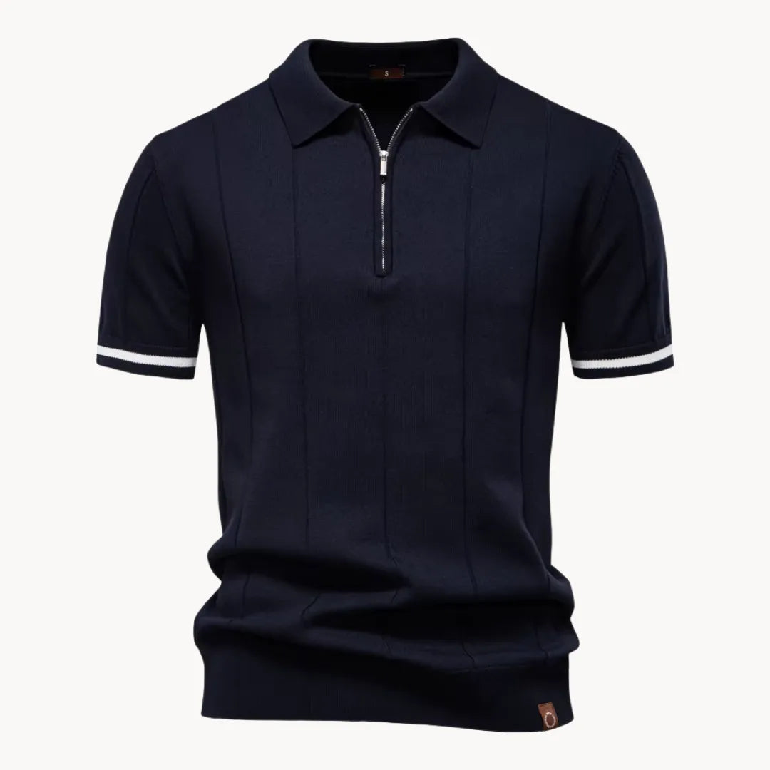 Herre Poloshirt - Kvart Lynlås Og Korte Ærmer