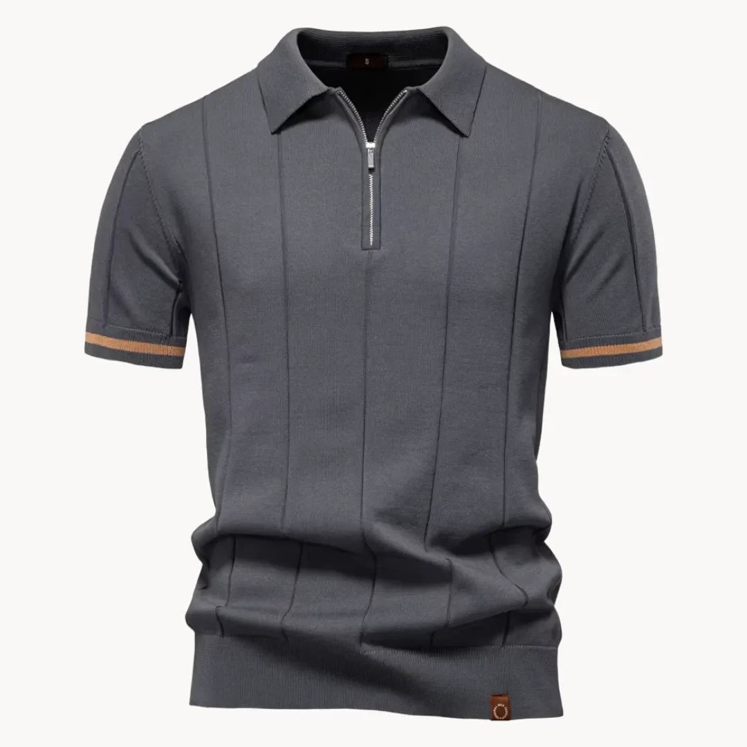 Herre Poloshirt - Kvart Lynlås Og Korte Ærmer
