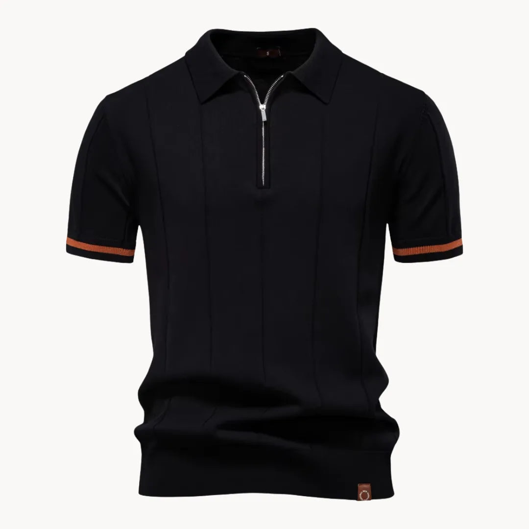 Herre Poloshirt - Kvart Lynlås Og Korte Ærmer