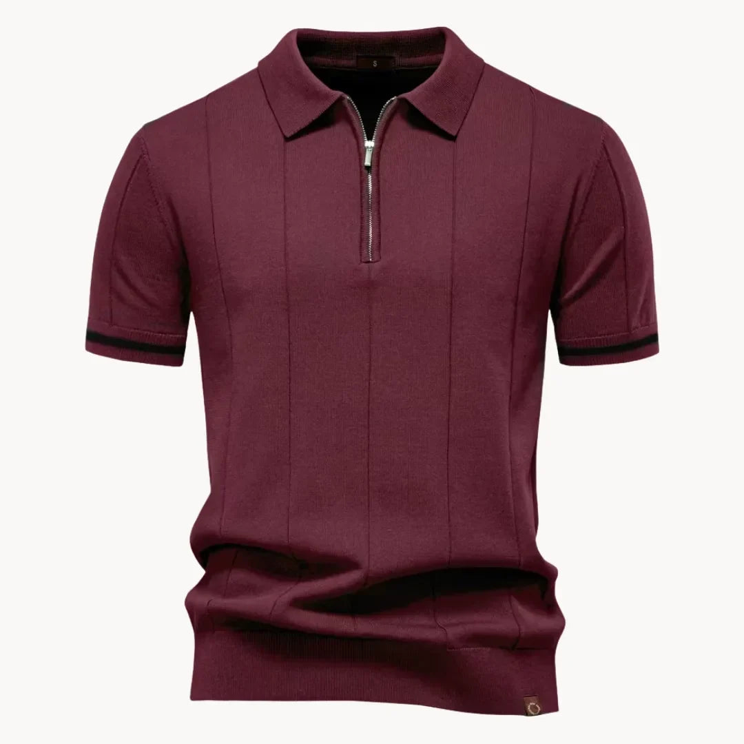 Herre Poloshirt - Kvart Lynlås Og Korte Ærmer