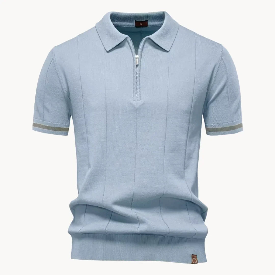 Herre Poloshirt - Kvart Lynlås Og Korte Ærmer