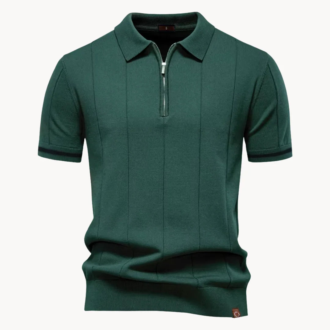 Herre Poloshirt - Kvart Lynlås Og Korte Ærmer