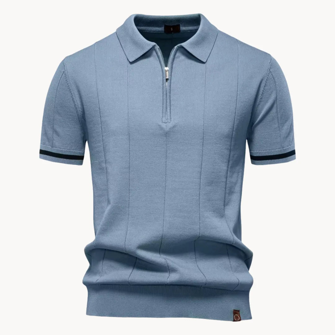 Herre Poloshirt - Kvart Lynlås Og Korte Ærmer