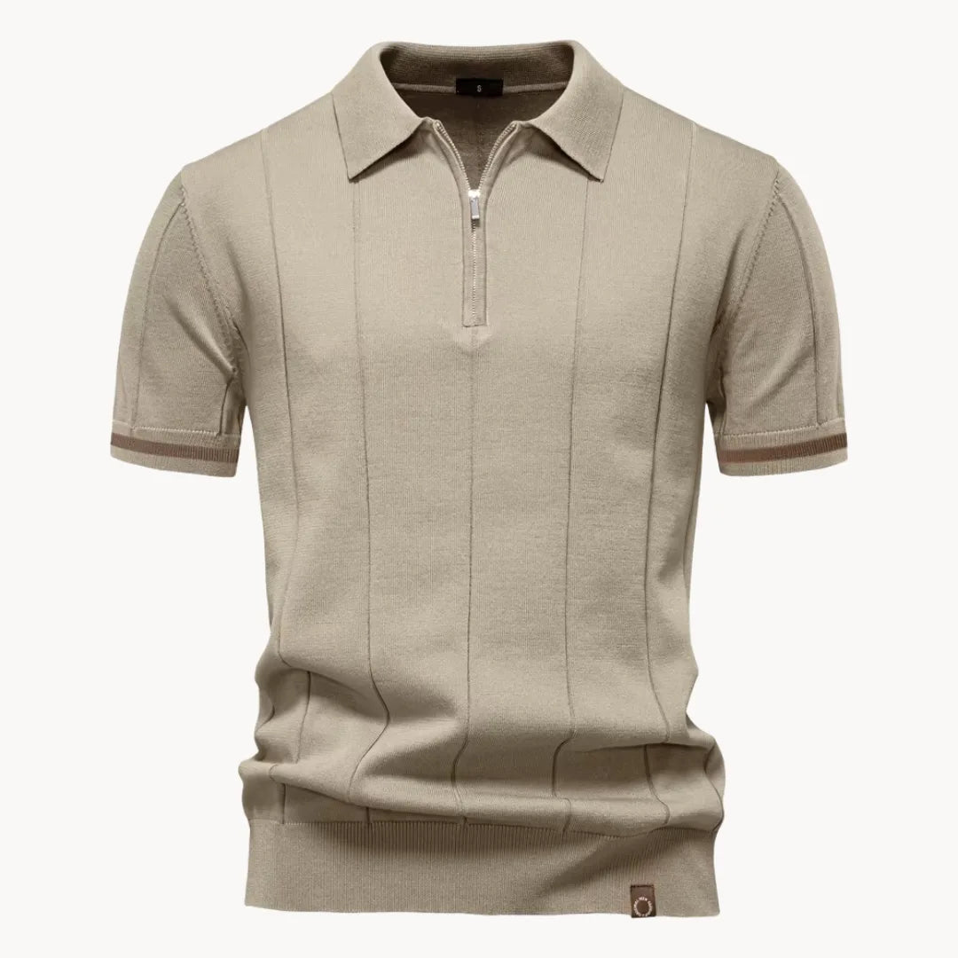 Herre Poloshirt - Kvart Lynlås Og Korte Ærmer