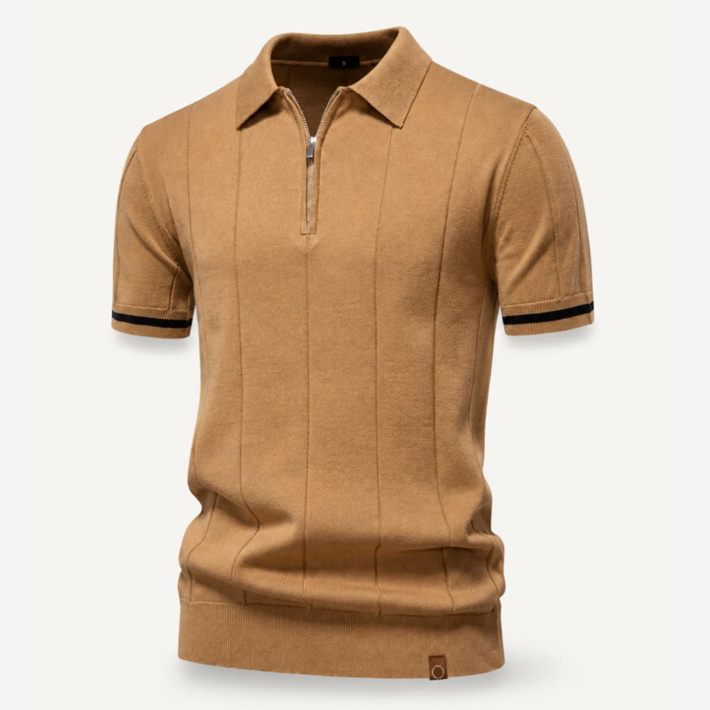 Herre Poloshirt - Kvart Lynlås Og Korte Ærmer