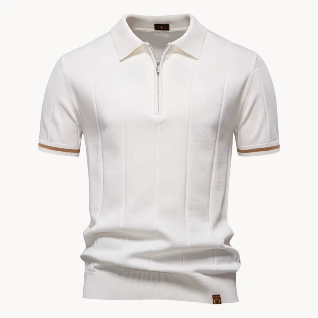 Herre Poloshirt - Kvart Lynlås Og Korte Ærmer