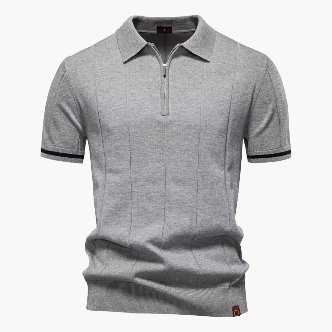Herre Poloshirt - Kvart Lynlås Og Korte Ærmer