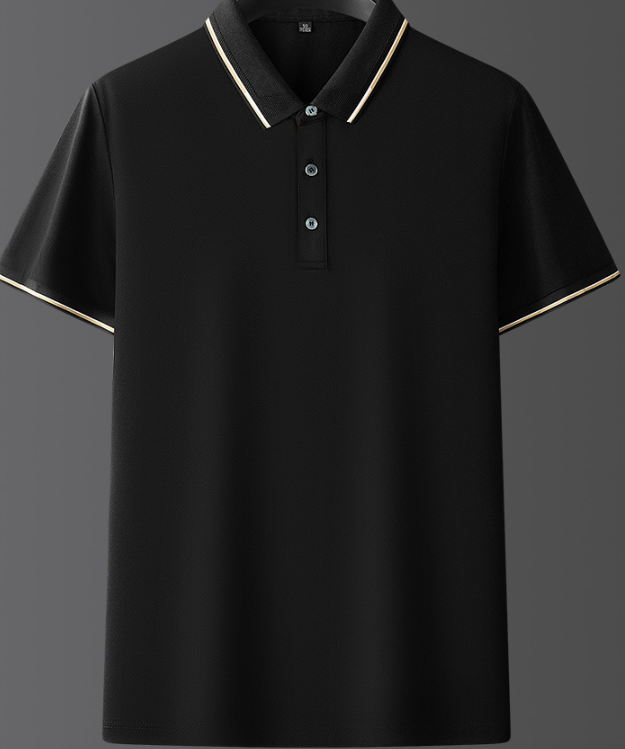 Herre Poloshirt Med Korte Ærmer - Krave Med Kontrastkant