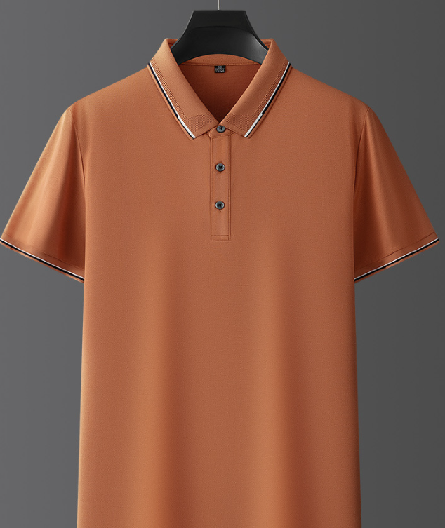 Herre Poloshirt Med Korte Ærmer - Krave Med Kontrastkant
