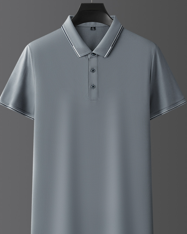 Herre Poloshirt Med Korte Ærmer - Krave Med Kontrastkant