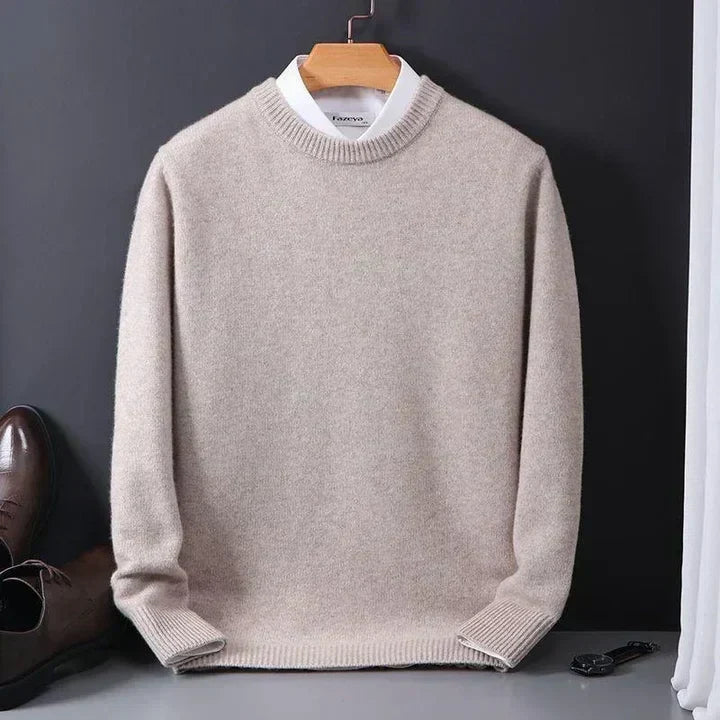 Herre Pullover Med Rund Hals - Langærmet Med Ribkanter