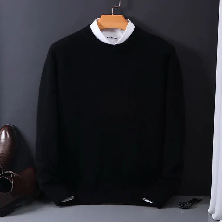 Herre Pullover Med Rund Hals - Langærmet Med Ribkanter