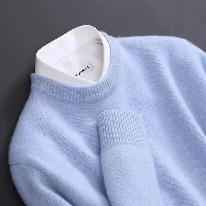 Herre Pullover Med Rund Hals - Langærmet Med Ribkanter