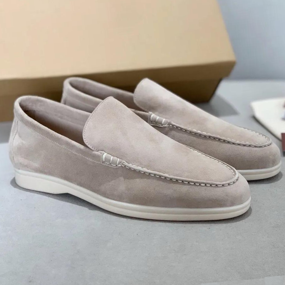Herre Slip-On Loafers - Mokkasintå Med Hvid Sål