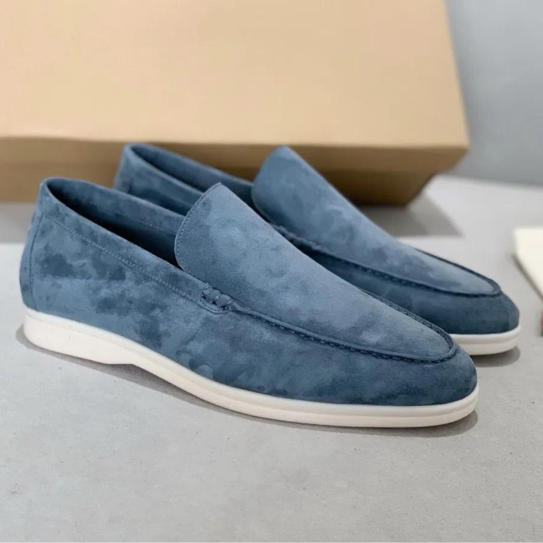 Herre Slip-On Loafers - Mokkasintå Med Hvid Sål