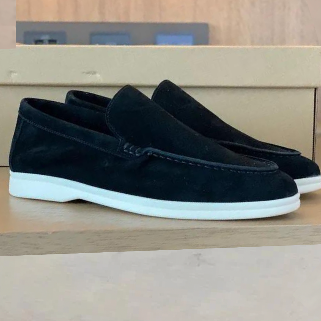 Herre Slip-On Loafers - Mokkasintå Med Hvid Sål