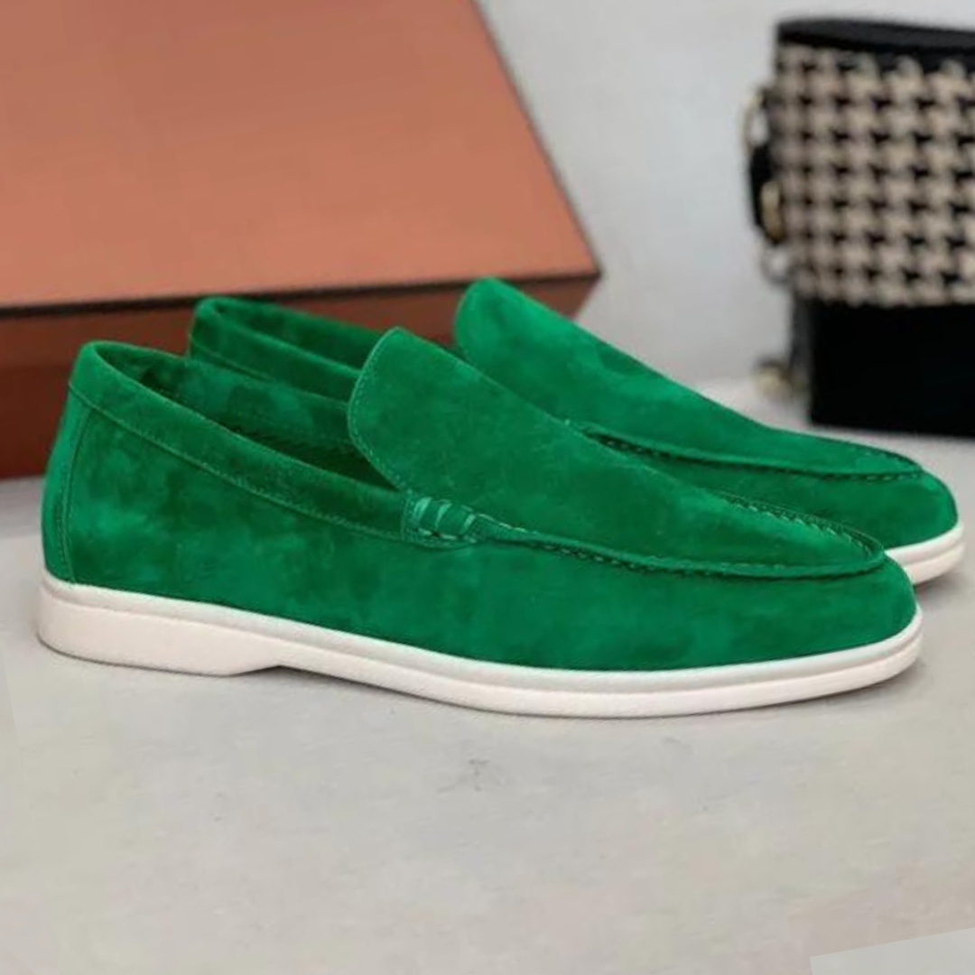 Herre Slip-On Loafers - Mokkasintå Med Hvid Sål