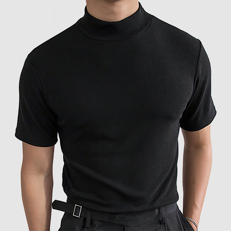 Herre T-shirt med Korte Ærmer - Mock Neck