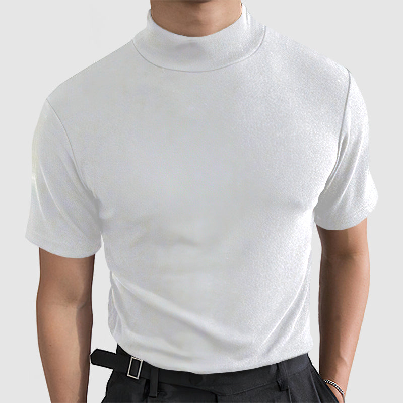 Herre T-shirt med Korte Ærmer - Mock Neck