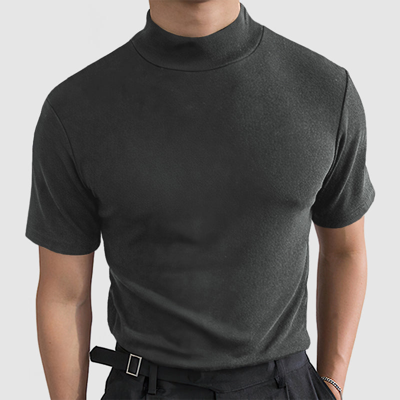 Herre T-shirt med Korte Ærmer - Mock Neck