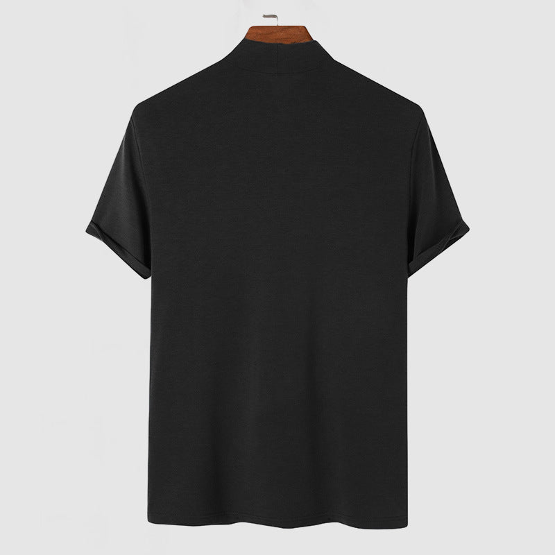 Herre T-shirt med Korte Ærmer - Mock Neck