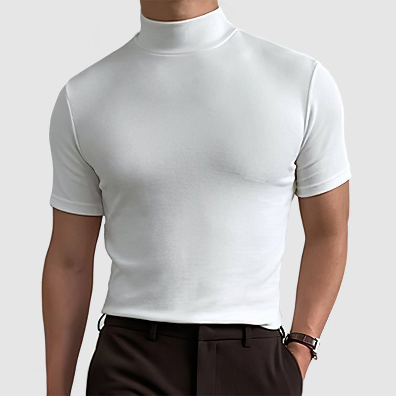 Herre T-shirt med Korte Ærmer - Mock Neck