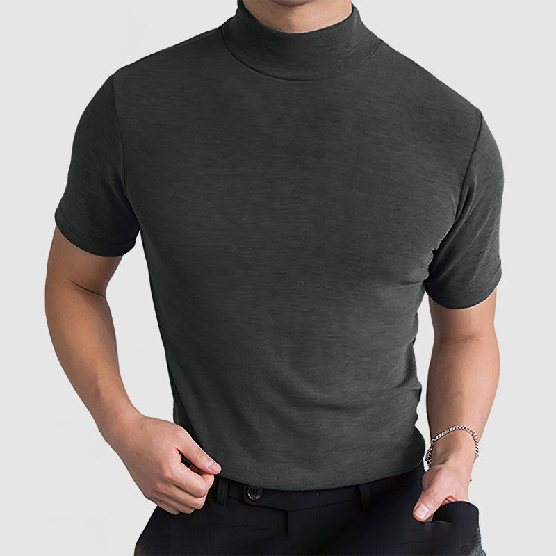 Herre T-shirt med Korte Ærmer - Mock Neck