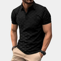 Herre Tekstureret Polo Shirt - Slim Fit Korte Ærmer Knapkrave