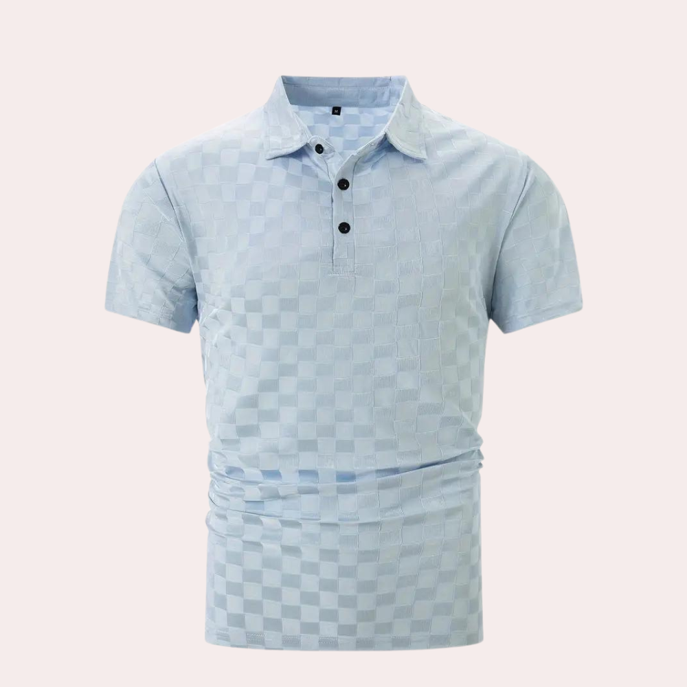 Herre Tekstureret Polo Shirt - Slim Fit Korte Ærmer Knapkrave
