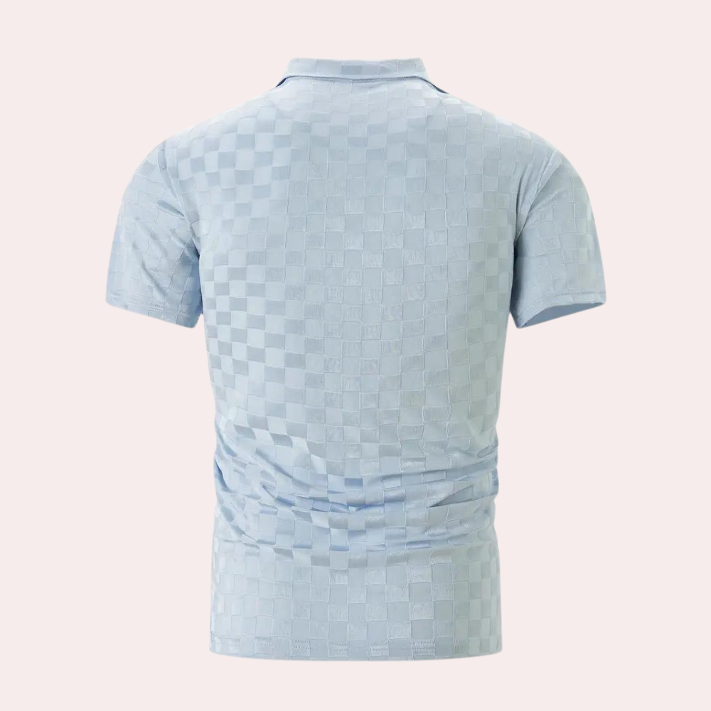 Herre Tekstureret Polo Shirt - Slim Fit Korte Ærmer Knapkrave