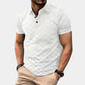 Herre Tekstureret Polo Shirt - Slim Fit Korte Ærmer Knapkrave