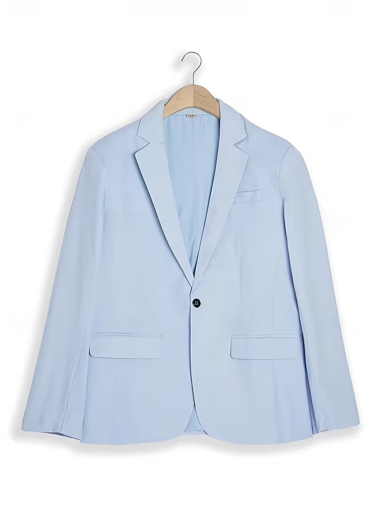 Herre To-Delt Jakkesæt - Blazer Med Én Knap Og Habitbukser