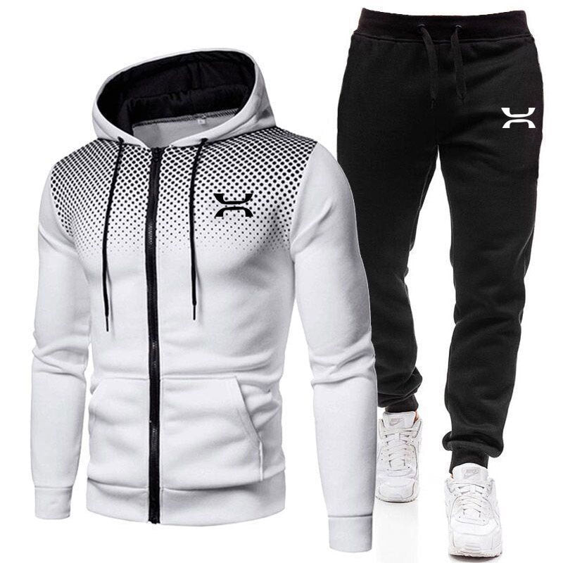 Herre To-Delt Træningssæt - Hoodie Med Lynlås Og Joggingbukser