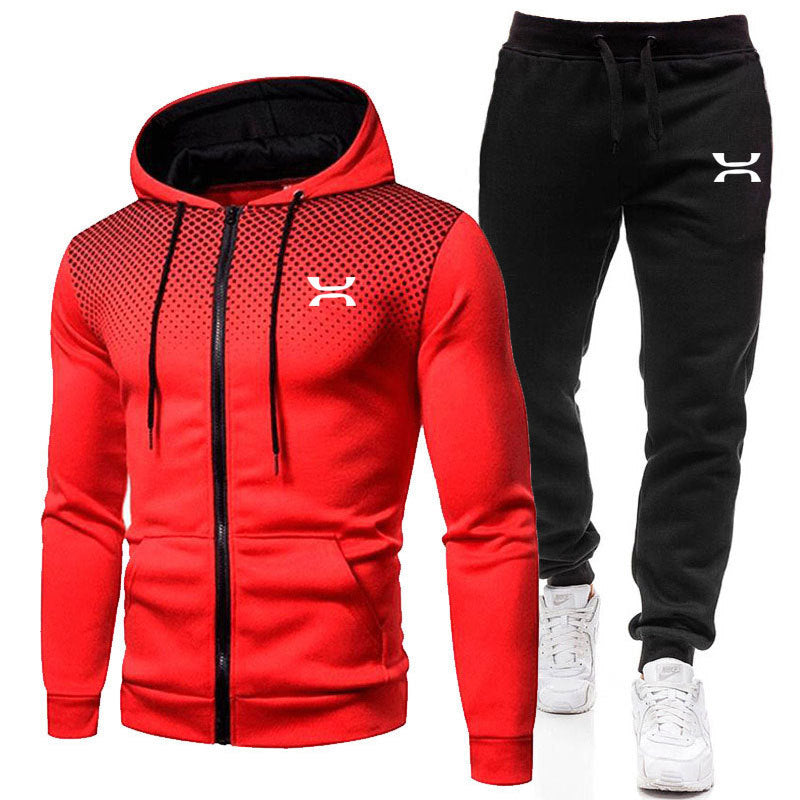 Herre To-Delt Træningssæt - Hoodie Med Lynlås Og Joggingbukser