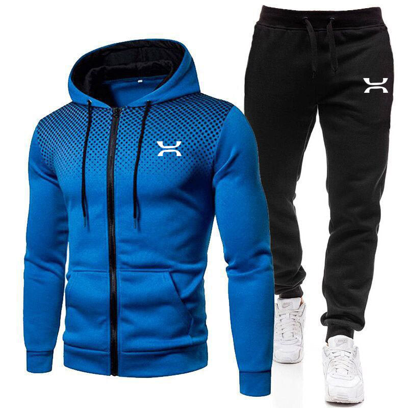 Herre To-Delt Træningssæt - Hoodie Med Lynlås Og Joggingbukser