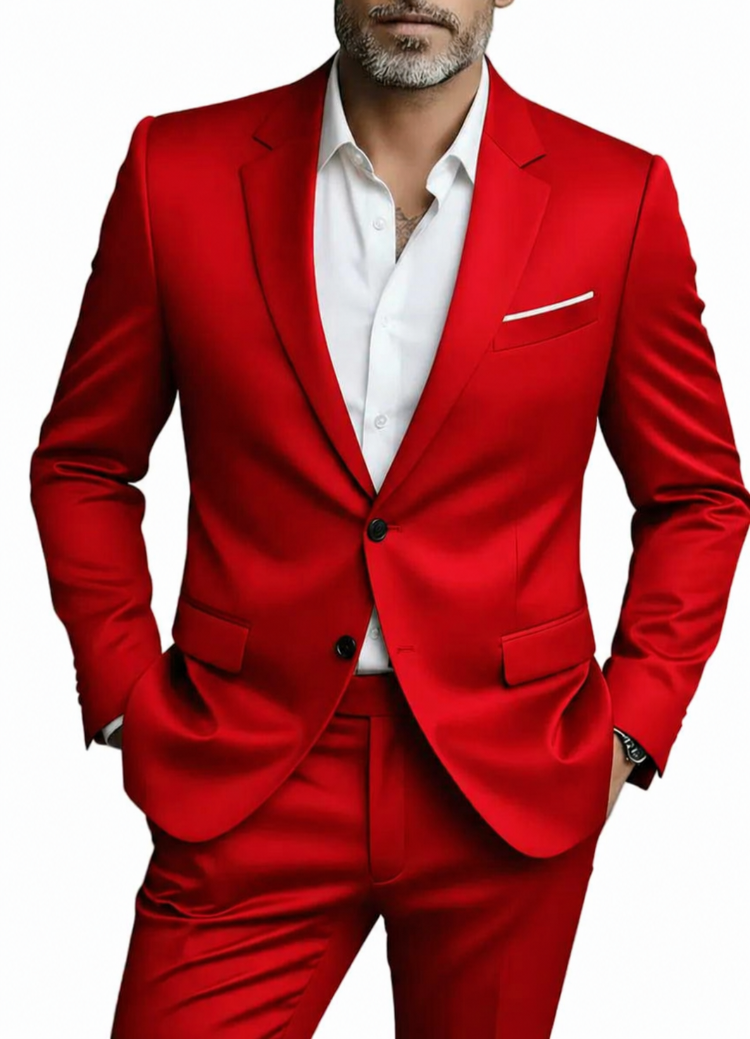 Herre To Delt Sæt med Klaprevers - Blazer med Enkelt Række Knapper