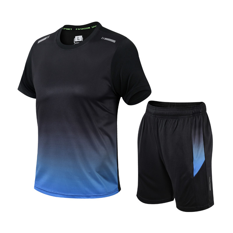 Herre To Delt Sportssæt - Kortærmet T-Shirt Med Gradient Og Shorts