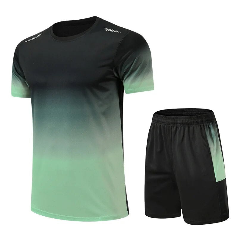 Herre To Delt Sportssæt - Kortærmet T-Shirt Med Gradient Og Shorts