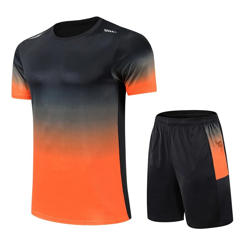 Herre To Delt Sportssæt - Kortærmet T-Shirt Med Gradient Og Shorts