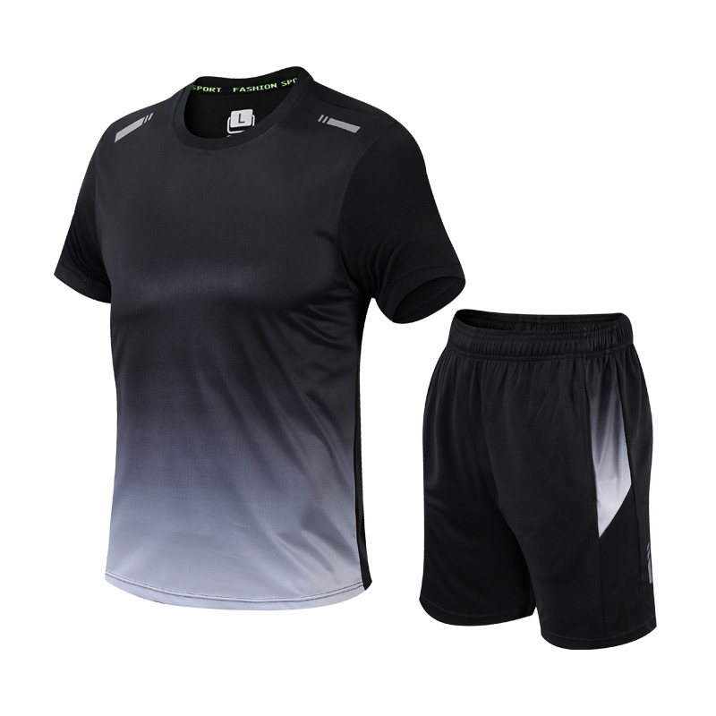 Herre To Delt Sportssæt - Kortærmet T-Shirt Med Gradient Og Shorts